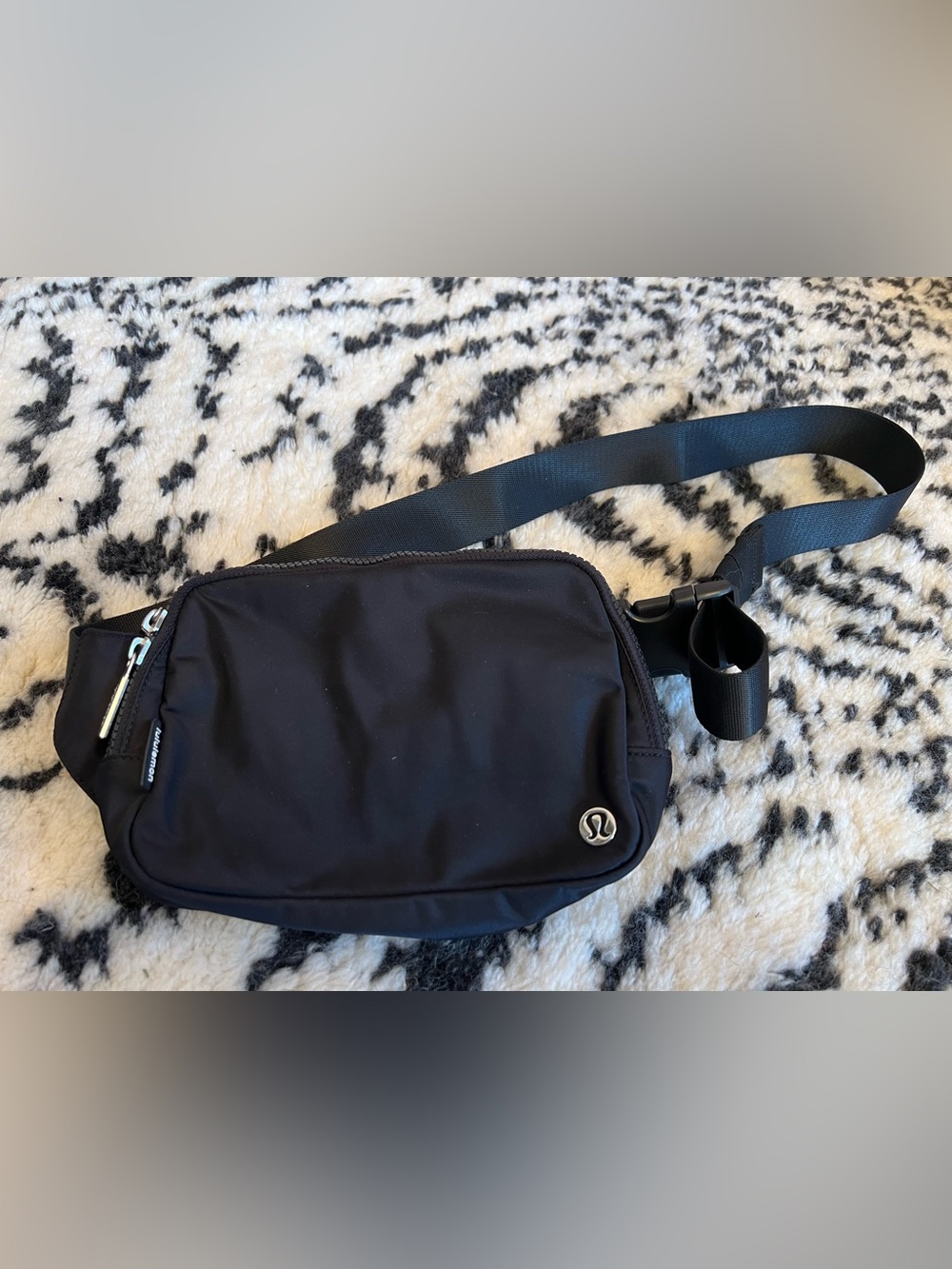 lululemon athletica Black Belt Bag with Silver Logo